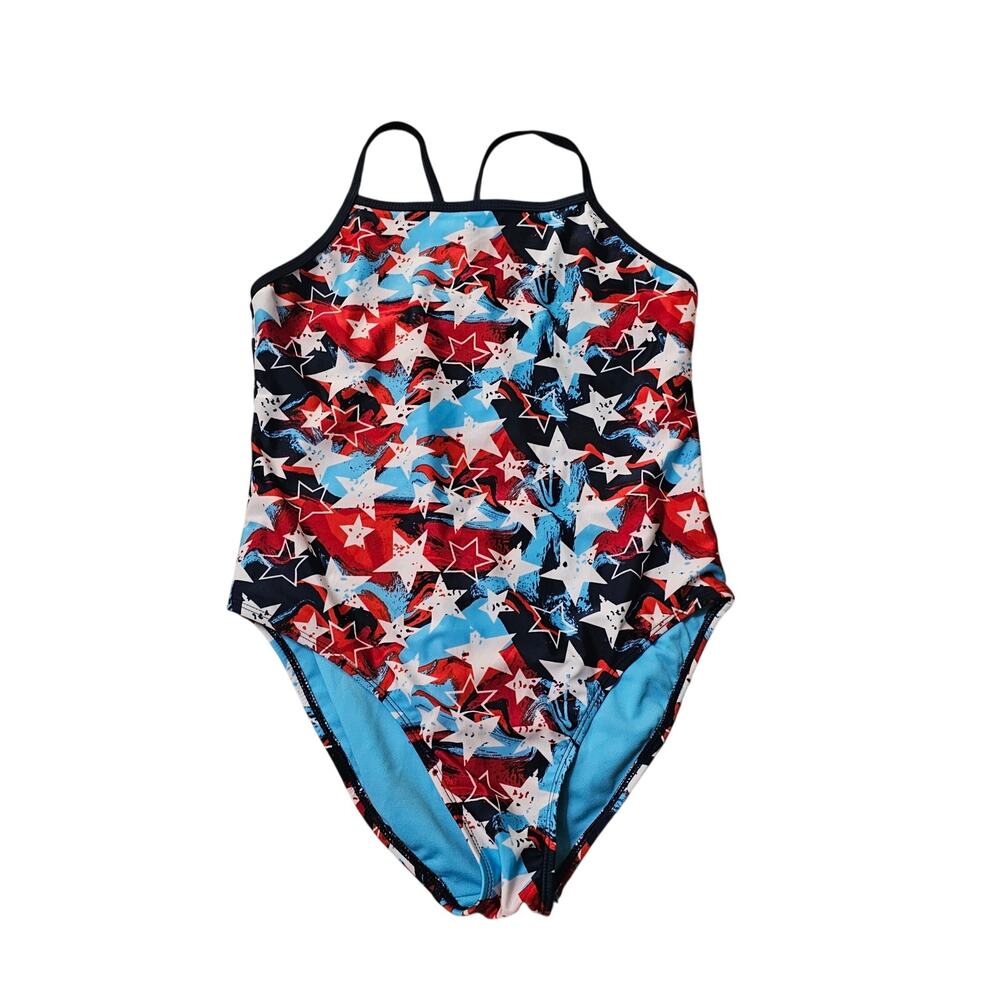 Wonder Nation Girls Size 2XL (18) One piece Swimsuit, Red, White, Blue, Stars